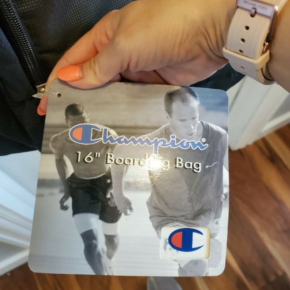 Vintage 90s Champion 16" Boarding‎ Travel Bag Black Weekender Gym Bag - Picture 8 of 12